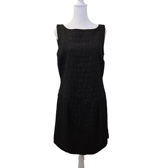 Kenneth Cole Textured Drop Waist Little Black Shift Dress Size 6 - Picture 1 of 7